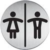 Durable Pittogramma adesivo "WC donne/uomini" DURABLE acciaio inossidabile spazzolato argento metallizzato Ø 83 mm - 492023