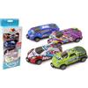 FLYPOP'S - 4 Macchine da Corsa Schianto - Veicolo a Frizione - 022887 - Multicolore - Metallo - Giocattolo per Bambini - Regalo - Miniatura - Veicolo - 9 cm - A Partire dai 3 anni