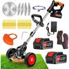Xbzzgmg Decespugliatore elettrico senza fili, 21 V, tagliabordi senza fili con 2 batterie e tre tipi di lame, bordo con ruote, leggero e a basso rumore per il taglio del giardino, prati e arbusti