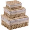 KiKiHong 3 Pezzi Cestino Portaoggetti con Coperchio,Cestino Porta Oggetti,Cesti per Camerette,Cassetti,Cucine,Bagno,Soggiorno Naturale）