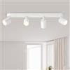 GeyouLux Faretti Da Soffitto LED 4 Luci, Faretto LED Soffitto Bianco Orientabile a 350°+90°, Moderno GU10 Binario Faretti, Lampadario Soffitto in Alluminio per Cucine e Soggiorni, Senza Lampadina