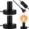 Behogan Set di 2 lampade da tavolo con portalampada E27, portalampada da soffitto con attacco E27, piccola lampada da tavolo industriale con luce notturna per camera da letto, soggiorno o ufficio, colore nero