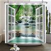SDOTPMT 90x180cm Vista Finestra Doccia Tenda Primavera Cascata Alberi Paesaggio Naturale Bagno Quadro Arte Moderna Tessuto Impermeabile Con Ganci