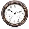 GOEDCH Orologio da parete vintage: impermeabile, silenzioso, orologio da parete, retro, resistente agli agenti atmosferici, con termometro e igrometro, silenzioso senza ticchettio, in metallo, per