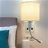 ZMH Applique a LED Lampada da lettura in tessuto bianco Lampada da letto