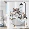 Hnmdmyi Tenda da doccia divertente 120x200, Cartone Animato Animale Gatto E Cane Bambini Tende da doccia colorato adorabile esilarante animali domestici Impermeabile Tessuto Tenda da Bagno