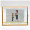 LEEMASING Cornice portafoto galleggiante, in metallo e vetro, da tavolo, per San Valentino, matrimonio, casa o ufficio, adatta per foto da 17,8 x 12,7 cm (oro, 17,8 x 12,7 cm)
