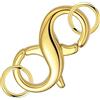 XETHI Chiusura per Gioielli | Estensore per Bracciale 16mm a Forma di 8 Oro | Doppia Chiusura a Moschettone per Collane e Regolazione Lunghezza (Oro)