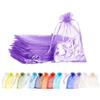 MORAINJAY 100 Pezzi Sacchetti Organza 9x12cm Viola Chiaro, Borse Regalo Con Coulisse per Matrimonio, Bomboniere, Caramella, Gioielli