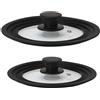 briebe TotaLid Set di 2 Coperchi Universali per Padella con Bordo in Silicone e Vetro Temperato, Multidiametro 16-18-20cm e 24-26-28cm, senza BPA, per Pentole, Casseruole, Valvola per il Vapore