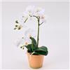 Avoeco Pianta artificiale di orchidea artificiale, 38,1 cm, finta Phalaenopsis in vaso, altamente realistica, in seta, per casa, ufficio, negozio e decorazione per matrimoni (1 bianco, 38,1 cm)