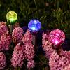 GIGALUMI Luci solari per esterni, sfere in vetro incrinato, a doppio LED, luci da giardino, paesaggio/vialetto, per sentieri, patio, cortile, cambia colore e bianco, confezione da 3