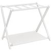 IBUYKE Luggage Rack for All Suitcase Sizes,Foldable Suitcase Stand with Fabric Storage Shelf,Easy to Assemble for Bedroom Living Room Hotel,White TLR002W