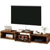 IBUYKE Supporto TV galleggiante da parete, mobile TV in legno, mensola per console multimediale, mobile mobile per TV sotto la TV, per soggiorno, camera da letto, ufficio, marrone rustico WST013H