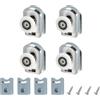 sourcing map Rotelle singole per porta della doccia, 23 mm, pulegge, guide inferiori in plastica, con blocco anti-collisione e viti, per porte in vetro, 4-6 mm, argento, 4 pezzi