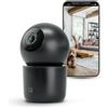 Garza Telecamera WiFi IP 360º 2,4 GHz, 1440P 2,5K, Visione Notturna, Rilevatore AI, Persone, Animali, Rumore, Controllo Remoto App, Nero