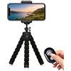 PENGCHE Treppiede universale per smartphone, treppiedi per interni ed esterni, con telecomando Bluetooth, lunghezza totale 22 cm, nero, stabile e portatile
