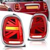 VLAND Motor VLAND Union Jack fari posteriori LED per Mini Cooper F55 F56 F57 2014-2023, con indicatori di direzione sequenziali, 1 set - Rosso (Anello cromato)