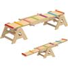 AIYAPLAY Altalena da Giardino per bambini 2-in-1 con Trave in Legno e Tavola di equilibrio, 133x38x24 cm, Multicolore | Aosom Italy