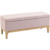 HOMCOM Cassapanca con coperchio rimovibile stile scandinavo, Panca contenitore in tessuto effetto lino, 110x39x45 cm, rosa | Aosom Italy