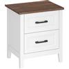 HOMCOM Comodino con 2 Cassetti per Soggiorno e Camera da Letto, Stile Rustico, 45x30x50 cm, Bianco | Aosom Italy