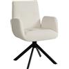 HOMCOM Poltrona Moderno imbottita, Sedia d'accento girevole fino a 120 kg, 60x61x88 cm, bianco crema | Aosom Italy