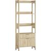 HOMCOM Libreria alta con 4 ripiani aperti e 2 cassetti scanalati, mobile contenitore, 60x30x160 cm, legno naturale | Aosom Italy