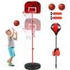 Aragallant Canestro Basket Bambini, Sacco da Boxe con e Guantini, 2-in-1 Giochi da Esterno Altezza Regolabile per Bambini con 2 Basketball, Facile da Montare, Regali per Bambino ed Bambina 4+ Anni