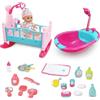 RedCrab Set Gioco di Accessori per Bambole, 2in1 Letto per Bambole e Bagno Con Doccia Funzionale, 24Pcs Bambola Bebè Set con Letto in Miniatura,Bagno,Accessori per La Toelettatura e L'alimentazione