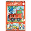 Educa - Puzzle Progressivo Veicoli | 4in1 Progressivo 12/16/20/25 pezzi | Veicoli, Bambini | dai 3 anni (17144)