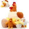 Skylety 25 cm Gallina di Peluche con Pancia con Cerniera, Pollaio e Pulcini Piccoli, Giocattolo di Animale a Forma di Pollo per Natale Pasqua (Stile Carino)