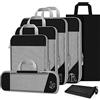 TAMOWA Organizer Valigia Set di 7, Organizzatori da Viaggio a Compressione, Organizer Valigie Viaggio Set, Packing Cube Set per Vestiti, Scarpe, Biancheria Intima, Ultraleggero, Espandibile, Nero