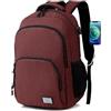 MoFut Zaino da uomo e donna, zaino da viaggio, borsa per la scuola, molti scomparti con scomparto per laptop da 15,6, impermeabile, zaino per studenti, impiegati, viaggi, escursionismo, rosso porpora