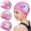Leikedun 3 Pezzi Cuffia Piscina Bambino Forma di Unicorno, Cappello da Nuoto Rosa per Bambine, Taglia Versatile per Ragazze 1-7 Anni