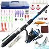 GOMETY Set da pesca per bambini, 1,5 m, con mulinello da pesca ed esca, canna da pesca telescopica in fibra di carbonio e mulinello da pesca, accessori da pesca per bambini dai 3 ai 10 anni, set completo