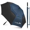 ZOMAKE Ombrello Pioggia Grande, Umbrella Golf Antivento Resistenti per Uomo Donna 172cm, Lungo Ombrelli Extra Large Robusto Automatico (Nero/Verde Scuro)