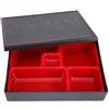 Uadme Porta Pranzo Giapponese, Bento Piatto con 5 Scomparti, PP food-Grade | Interno Rimovibile, Coperchio con Effetto Legno, Contenitore per Riso Sushi Buffet Dessert e Frutta Secca