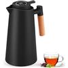 VOHESEA Thermos da 1 l con indicatore di temperatura a LED, caffettiera isolata sottovuoto, in doppio inserto in vetro, 12 ore, calda/24 ore, a prova di perdite, con un pulsante senza BPA, per la casa e