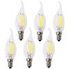 BANGSHUO 6 PCS Lampadine a LED E14 4W, Stile Vintage, C35 400 Lumen Bianca Fredda 6000K,E14 Filamento C35 Lampadina candela Non Dimmerabile
