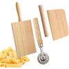 Dtenlur 4 Pz Set di Rigagnocchi con Asta per Garganelli, Rigagnocchi in Legno, Utensile Manuale Realizzare Garganelli e Gnocchi, Pasta Board Gnocchi Roller con Mattarello, Taglia-pancake e Raschietto