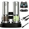 AURIVEE® Macinasale e Pepe Elettrico Set - Macinino in Ceramica, Macinatura Regolabile, Luce LED, Ricaricabile USB-C, 2-in-1 Macina Spezie per Cucina & Tavola