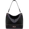 Montana West Wrangler Hobo Bags - Borse da donna in pelle vegana, con manico superiore, Nero tinta unita, Large