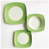 Servizio Piatti 18 Pezzi Rosenberg - Set Tavola in Porcellana Design Verde Pois