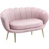 EasyComfort Divanetto 2 Posti in Stile Industrial Chic in Tessuto Effetto Velluto e Metallo, 130x77x77 cm, Rosa