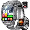 HIRREO 1000mAh Batteria Smartwatch Uomo Militare, 2.01'' Orologio Smart Watch con Chiamata Bluetooth, Torcia LED Orologio Fitness, 100+ Modalità Sportive, IP68 Impermeabile per Android iOS
