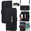Cavor Cover Compatibile con iPhone 7/8/SE 2020/SE 2022 con Cordino,Flip Portafoglio Custodia Pelle,[Specchio][5 Porta Carte][Magnetico],Custodia Cover con Laccio Compatibile con iPhone 7/8 - Nero