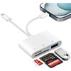 Clomnpe Adattatore per Lettore di Schede SD USB C, Trail Camera Viewer Adattatore Lightning SD/MicroSD Card Reader, Plug and Play, Lettore Schede MicroSD USB C, adattatore lettore sd per iPhone 15/14/13/12