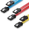 deleyCON 3x 50cm Cavo SATA III Set S-ATA 3 Dati - Cavo Collegamento HDD SSD Connessione Clip Metallo 6 GBit/s - 2 Connettori L-Type Dritti - Giallo Rosso Blu