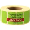 Labex Label - Etichette termiche 30 x 20 mm, etichette termiche colorate, autoadesive, senza BPA, termodirette, per stampanti Zebra (verde, 1 rotolo)