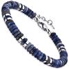 Dada Gioielli - Bracciale Uomo Pietre Naturali Scegli la Pietra che ti Rappresenta - Idea Regalo Compleanno Misura Regolabile 18,5+3 cm (Blu Sodalite Argento)